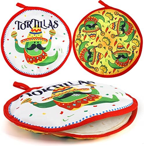 Bolsa de pano de tortilha de pacote Coloch 3, bolsa de pano isolada de 12 para 15 Tortilha Tacho Cute Taco mais quente