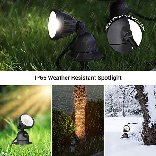 Os holofotes Edishine destacam ao ar livre com 3 lentes, anoitecer para plug -slight ao ar livre, 120V 12w LED Outdoor Spotlights