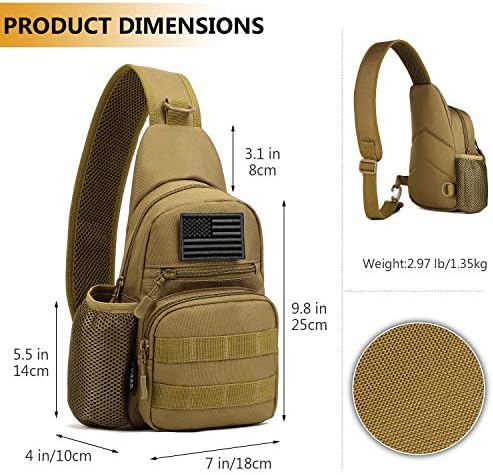 Protector Plus Tactical Sling Bag Mille Molle Crossbody Pack Mochila ombro de peito com suporte de garrafa de água Bolsa