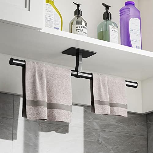 Prateleira de toalha adesiva auto adesiva portador duplo de barra de toalha de toalha montada sem espaço para perfuração alumínio