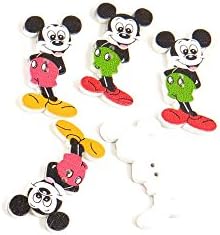 500 peças costura costura nos botões BT20411 Sorrindo Mickey Wooden Wood Arts Crafts Noções de suprimentos