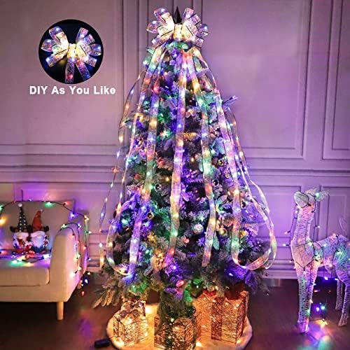 TurnMeon [Extra Long 40 pés 120 Ribbon LED LUZES DE Árvore de Natal Decoração, Adaptador Power Dupla Camada de cobre Fairy