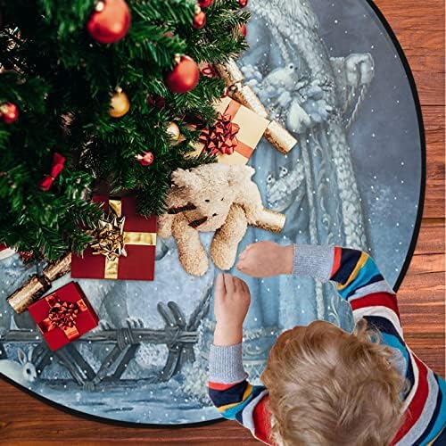 VISESUNNY JATAL TREET MAT Vintage Christmas Papai Noel Árvore e Branco Urso Tree Stand Mat Floor Protetor Absorvente