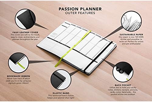Agenda semanal anual de Passion Planner Weekly 2023 Orientado pela segunda-feira, calendário de compromisso, diário de reflexão