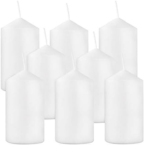 2x4 Velas de pilar brancas altas, conjunto de 8, sem século. Compra a granel. Ideal para casamento, lanternas de emergência,