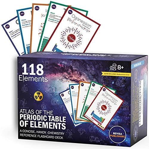 Tabela periódica de elementos kit de ciências do cartão de flash laminado | Auxílio de estudo de elemento rápido | Jogos de
