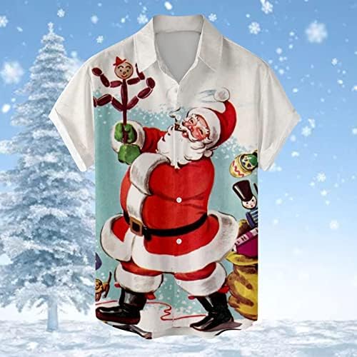 Wocachi Christmas Button Down camisetas para masculino Manga curta engraçada Xmas Papai Noel