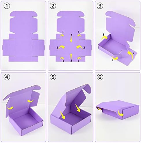 Aiyunni 25 Pack Pequenas Caixas de remessa Caixa de papelão corrugada roxa 10x10x4 polegadas ， Caixa de corrugada