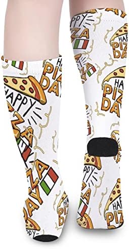 Happy Pizza Day Day Impresso Color Meias Combinando Meias Atléticas Altas Para Mulheres Homens