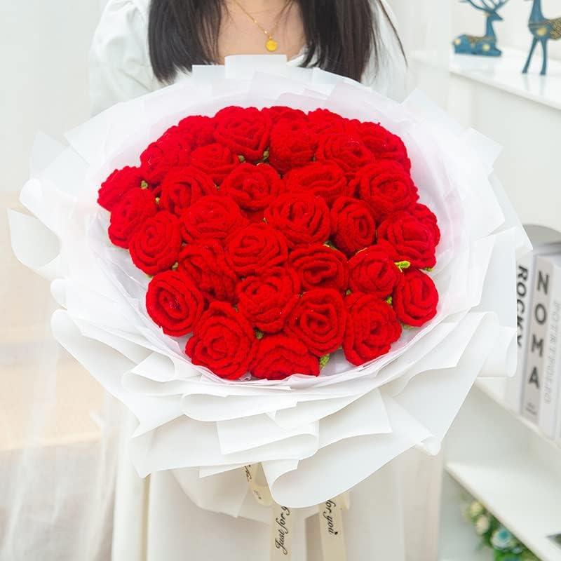 Simulação Wywwwdxf Minada 36 Rosas vermelhas Bouquet Flors de fio Flores imortais DIY presente
