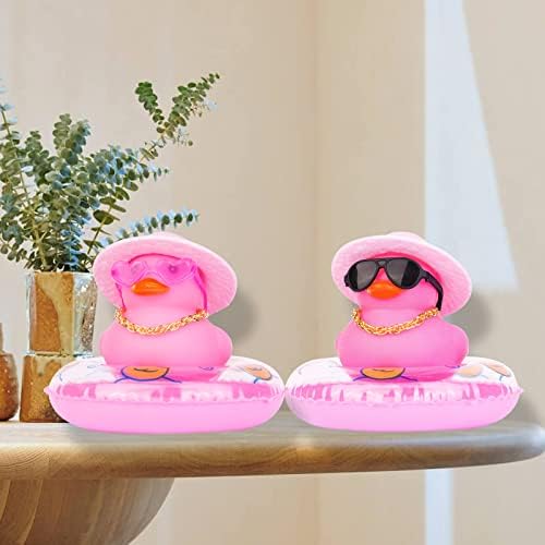 Mumyer Pink Car Duck Duck, Cute Duck Car Ornamentos de pato Decorações do painel de carro para o painel de carro de