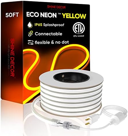 Pacote de decoração de brilho produtos de pacote de cabo de alimentação com amarelo dourado de 15m/50 pés de corda de corda de neon