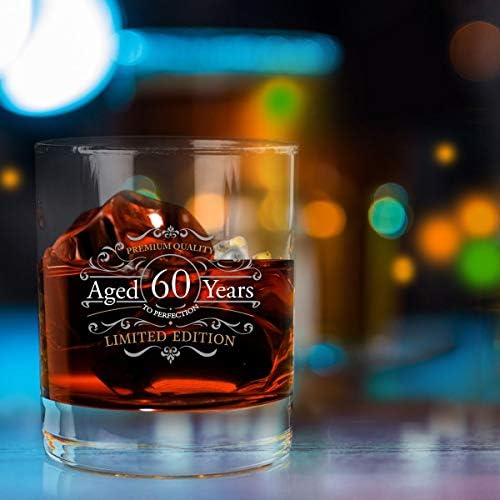 Vintage Edition Birthday Whisky Glass Scotch Glass 11 Oz- Vintage Feliz Aniversário Voas antiquadas de uísque para 60