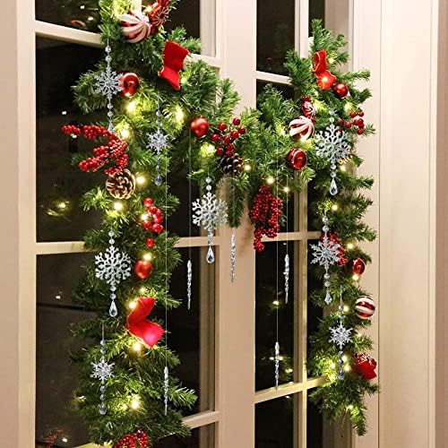 Decorações de árvores de Natal Apuração dos enfeites de Natal brancos Definir decorações de floco de neve, 12pcs de cristal de acrílico
