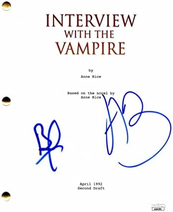 Antonio Banderas e Brad Pitt Cast assinou uma entrevista autógrafa com o roteiro de filme completo de vampiros com autenticação