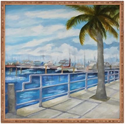 Deny Designs Rosie Brown Dinner Key Marina Stroll Bandeja Indoor/Outdoor Square, 16 x 16