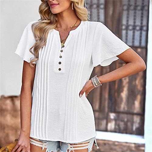 Tops for Women Cotton Color Solid V Neck Camise