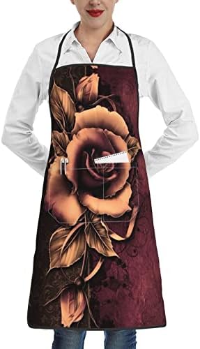 Zimbro Gothic Rose Avental de Bib ajustável, prova de água e graxa, avental de cozinha para mulheres e homens/