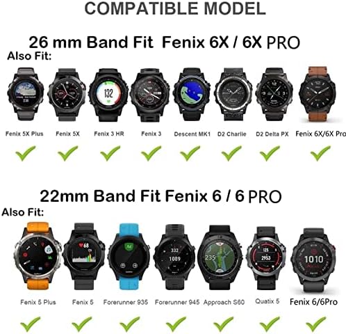 Ndjqy 20 22 26mm Watch Band para Garmin Fenix ​​6x 6 Pro 5 5xplus 3HR Descendente Mk1 Mk2 Enduro Banda de silicone RELUME