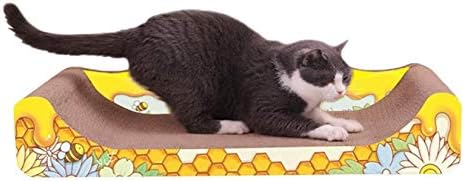 Ruixflr amarelo gato scratcher placa corrugada papel de papelão gatinho sofá forma de arranhão, amarelo