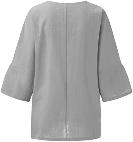 Camisas de Páscoa para Mulheres 3/4 Sleeve Slit Tunic Tops Summer Casual Casual Blusa de férias de linho de algodão macio