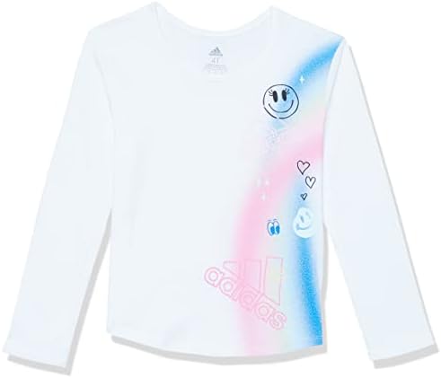 Camiseta gráfica de coleta de algodão de algodão comprido de meninas adidas Girls