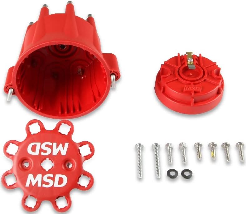 Novo kit de tampa e rotor MSD, acabamento vermelho, aço inoxidável TEMRMINALS, Inclui MSD 8433 e RACE Rotor 8467