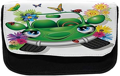 Caixa de lápis de carros lunarable, caráter de carro de desenho animado da ecologia, bolsa de lápis de caneta com zíper duplo, 8,5