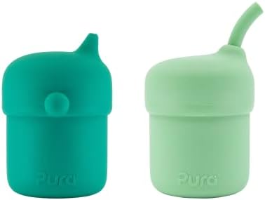 Pura My -My -My Silicone Sippy Cup - Copo de treinamento, reutilizável, grau médica de platina de platina, copos à prova de derramamento