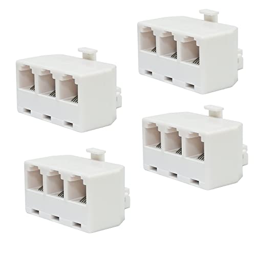 Antfly Telephone Splitters, 4 pacote RJ11 6p4c Jack de parede Plugue 1 a 2 adaptador de adaptador modular Adaptador