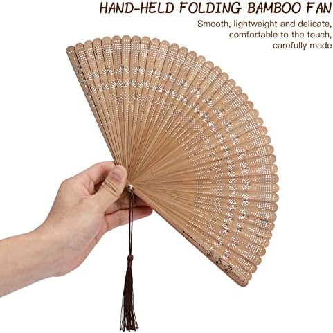 Fãs de mão do veemoon papel fãs de mão fã dobrável de mão, fã dobrável fã chinês Bamboo OpenWork Fan Art Dance Classic Handheld