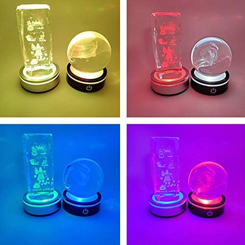 Base de luz LED de cristal, USB Multicolor Alteração de luz Cristal rotativa Base Base Stand com interruptor de toque sensível