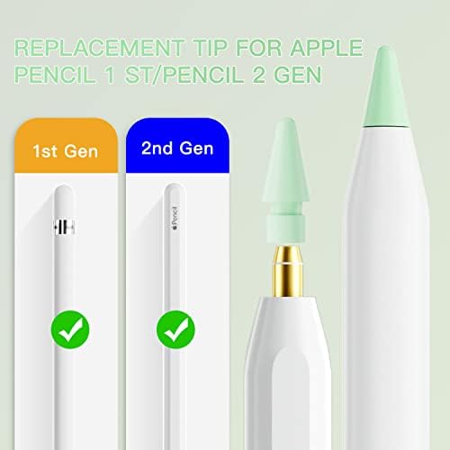 Dicas de substituição compatíveis com Apple Pencil 2 Gen iPad Pro lápis - Penncil Ipisil para iPad lápis 1 st/lápis 2 gen verde, 2 pacote