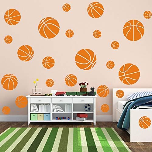 Juekui Conjunto de adesivos de basquete de 38pcs decalques de parede de basquete para garotos quartos fãs de basquete decoração de casa