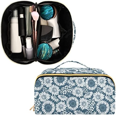 Saco de cosméticos de girassol da Spring Innewgogo para mulheres Bolsa de maquiagem de viagens com manuseio portátil Bolsa de