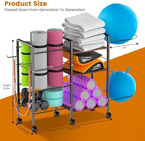 Mawew Yoga Mat Storage Rack, Rack de armazenamento em academia em casa, suporte de ioga, organizador de armazenamento de equipamentos