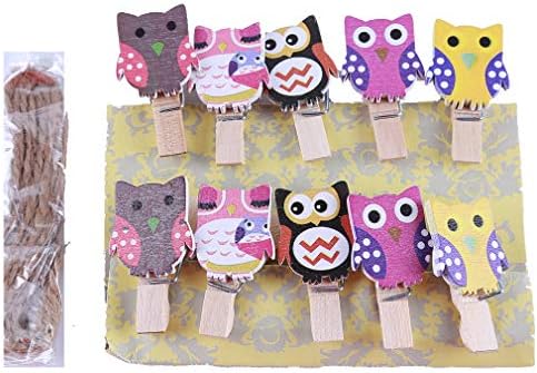 Yunzee Crafts Decor Clips cor Owl Pattern Mini prendedores de madeira PEGS para artesanato e foto de decoração de sala