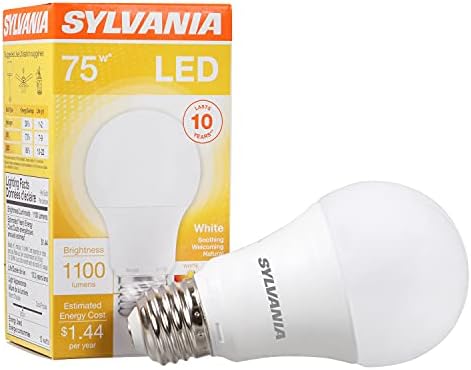 Lâmpada LED de Sylvania, A19 equivalente a 75W, 12W eficiente, base média, acabamento fosco, 1100 lúmens, branco - 1 pacote
