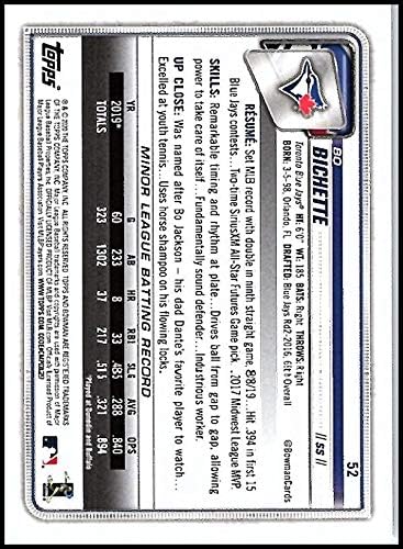 2020 Bowman 52 Bo Bichette RC novato Toronto Blue Jays MLB Baseball Trading Card