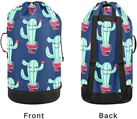 Mochila de lavanderia de cactos Backpack grande bolsa de roupa pesada com alças ajustáveis ​​Mochila de lavanderia para viajar de