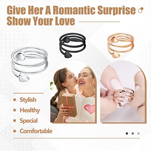 Anéis de cobre de Jecanori para mulheres, anel magnético Ajustável Love Coração Anéis de cobre, presente de jóias de Natal com caixa