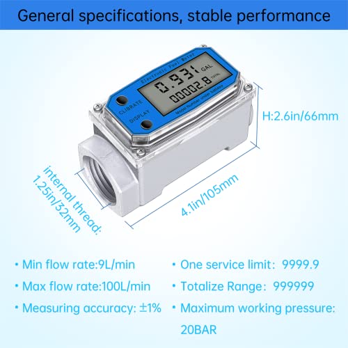 AFISEL FLUXO METER METERS DE FLUXO DE COMBUSTÍVEL - Medidor de fluxo de água Medição de precisão Display Digital Medidor de fluxo para