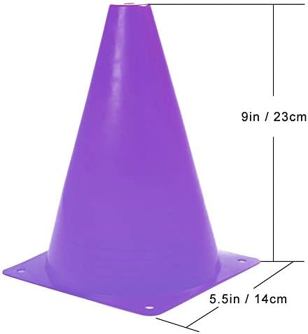 Cones de tráfego de treinamento plástico de 9 polegadas, cones esportivos, cones de marcadores de campo de agilidade