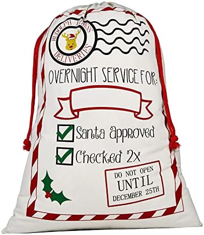 Sack de Papai Noel personalizado, bolsa em branco com jumbo de fita de cordas drawstringgift, Natal, tamanho 27.6inx19.7in bege