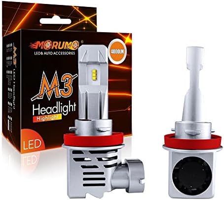 Morumo M3 H11/H9/H8 Bulbos de faróis LED, 8000 lúmens 300% de alto brilho, 6000k White, plug e play, instalação direta, pacote de