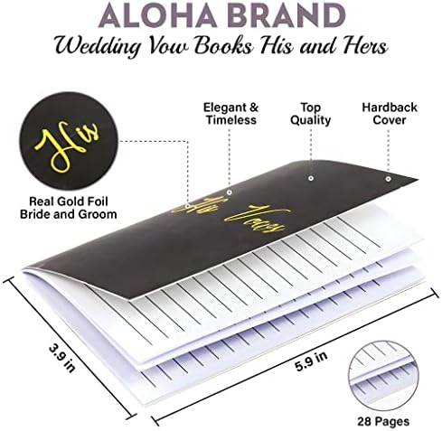 Aloha Brand Wedding Vow Books His and Her Gifts - Casais Presente - 2 Livros de Casamento com 28 páginas 5,9 x 3,9