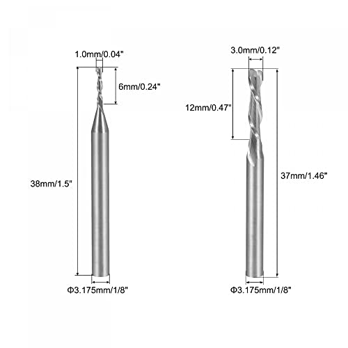 UXCELL 10PCS 3x12mm, 1x6mm de moinho de extremidade de carboneto Cutter cnc bits 2 flauta, haste de 1/8