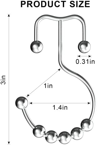 Ringos de cortina de chuveiro de vendido, ganchos de cortina de chuveiro duplo resistente à ferrugem com rolos de deslizamento à prova