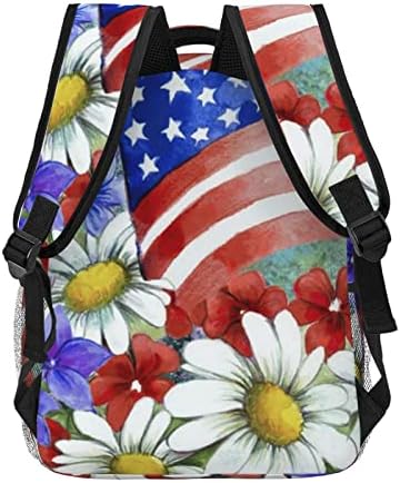Wowbed Floral America Summer Summer Flower Backpack Backpack impresso, Moda Classic Laptop Bag, Trabalho de viagem Campo de