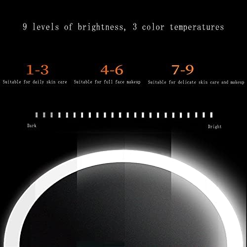 Espelho cosmético de Qimiwi, espelho de maquiagem iluminado de 8,5 polegadas, iluminação LED de 3 cores espelhos de maquiagem pessoal,